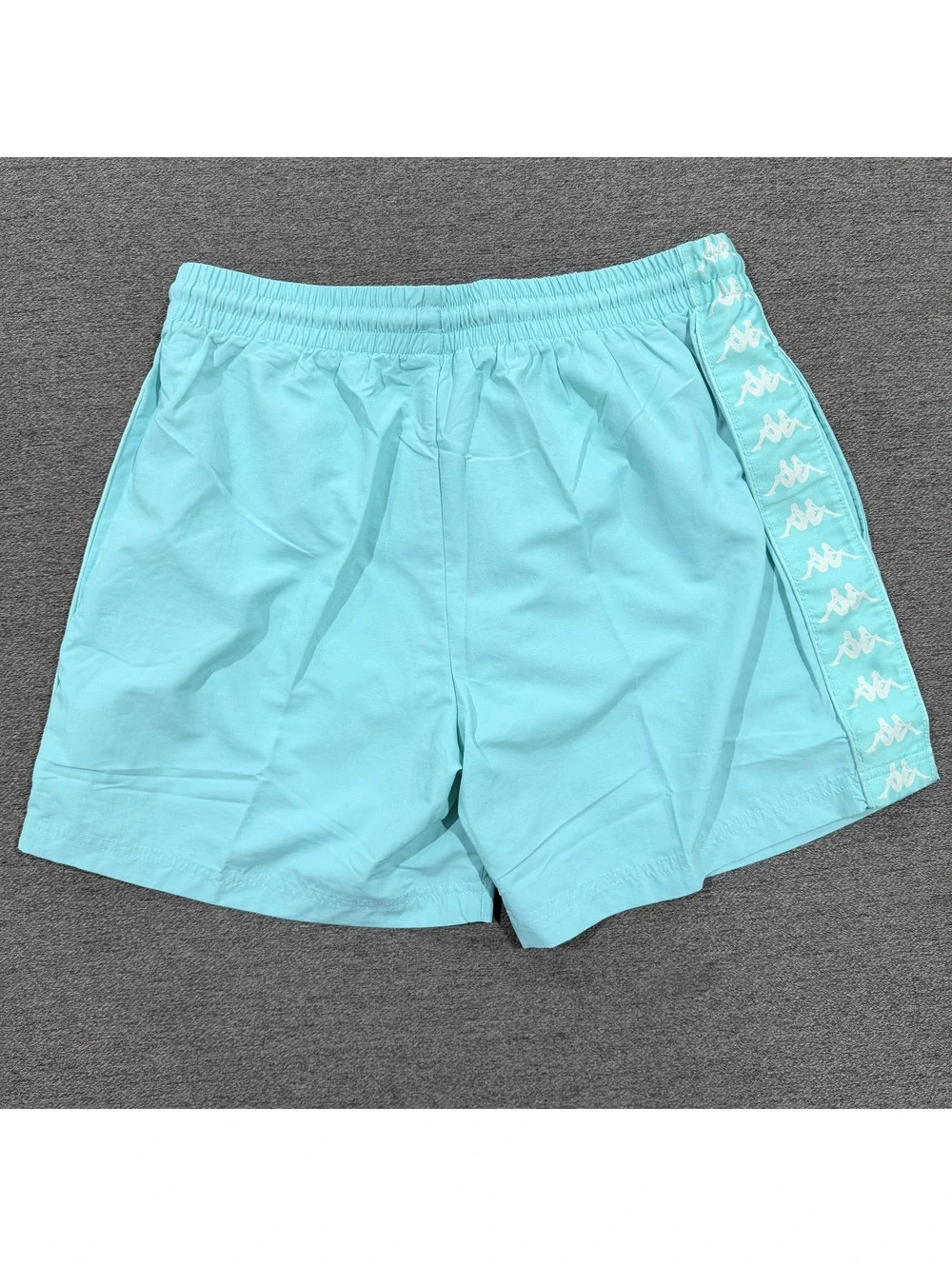 Kappa 222 Banda Coney Swim Shorts Men’s L Aqua Blue Logo Tape Trunks NWT